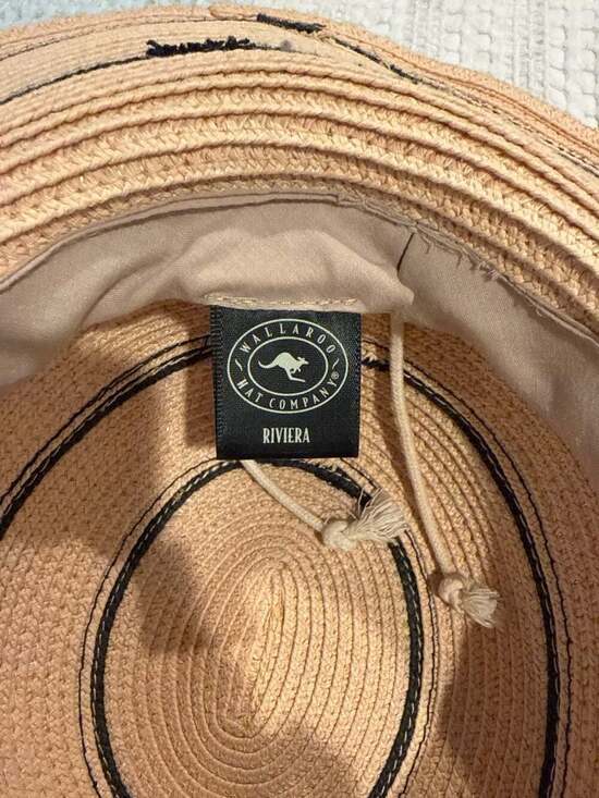 Wallaroo Hat Company Riviera Striped Tan & Black Straw Sun Hat main image 5